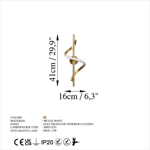 Misiņa krāsas LED sienas lampa Likma – Opviq lights-image-4