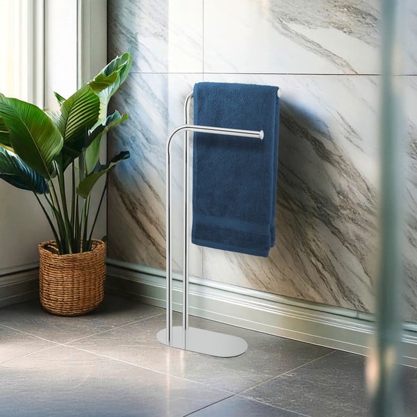 Spīdīgas sudraba krāsas nerūsējošā tērauda dvieļu turētājs Levante – Wenko-image-1