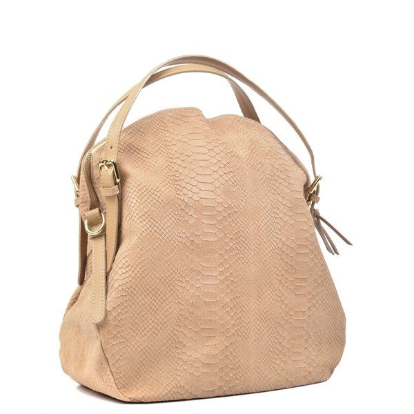 Smilškrāsas ādas rokassoma Carla Ferreri Hobo-image-3