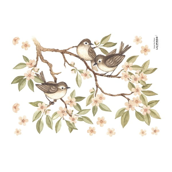 Uzlīmju loksne 30x42 cm Branch And Sparrows – Lilipinso