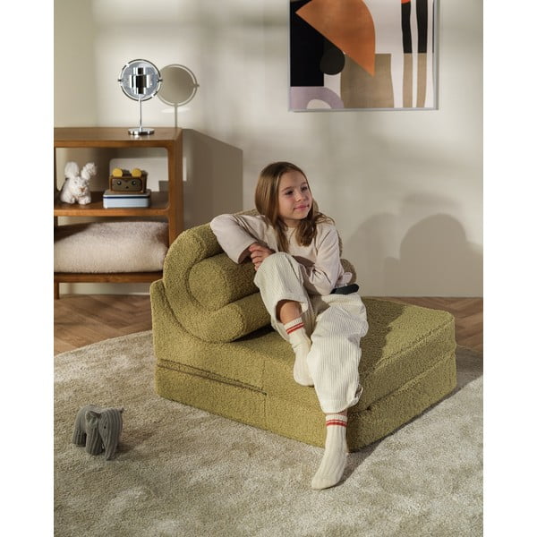 Zaļš bērnu atpūtas krēsls no buklē auduma Flipster – Wigiwama-image-2