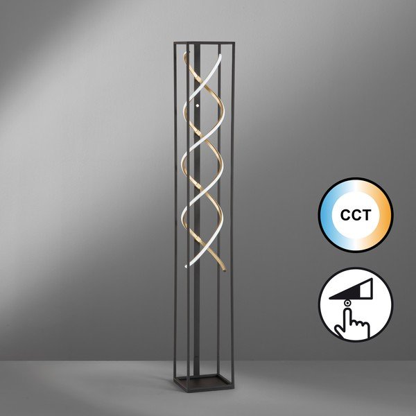 Melna LED stāvlampa ar regulējamu spilgtumu (augstums 140 cm) Gil – Fischer & Honsel-image-1