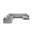 Gaiši pelēks samta stūra dīvāns (ar kreiso stūri/U veida) Vanda – Mazzini Sofas
