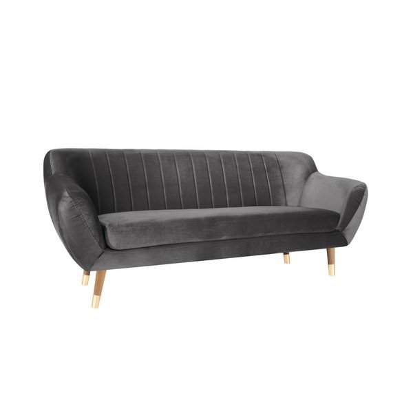 Pelēks samta dīvāns Mazzini Sofas Benito, 188 cm-image-2