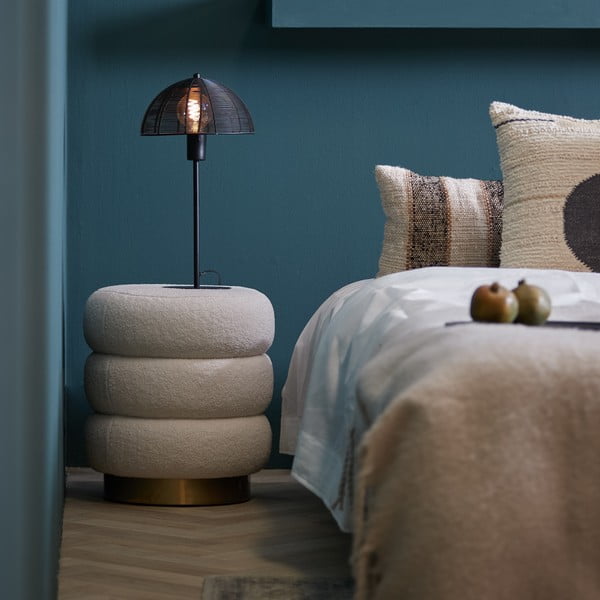 Balts pufs no buklē auduma Kimi – Light & Living-image-4