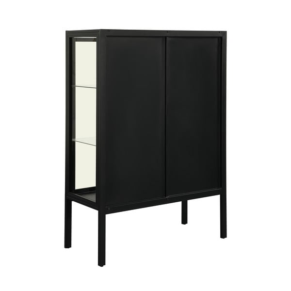 Melna divdurvju vitrīna Støraa Alva, augstums 140 cm-image-4
