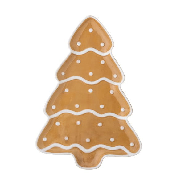 Gaiši brūns servēšanas keramikas šķīvis ar Ziemassvētku motīvu Ginnie – Bloomingville