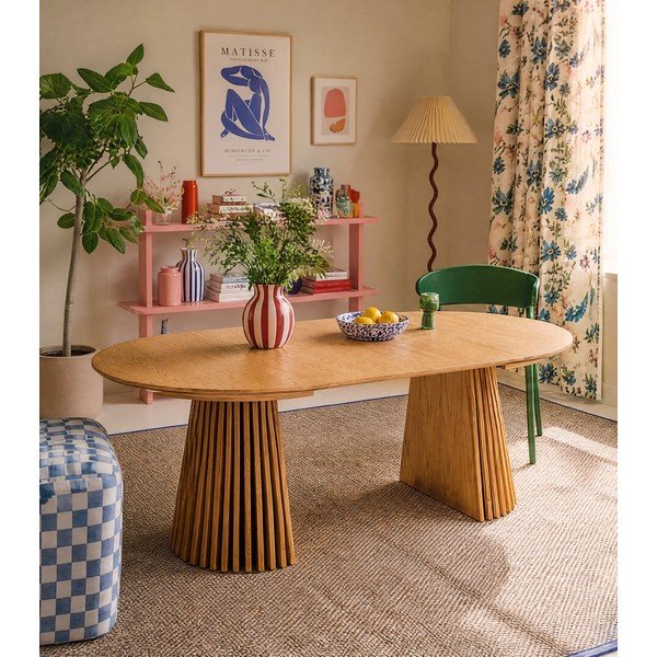 Apaļš izvelkams ēdamgalds ar ozolkoka imitācijas galda virsmu ø 120 cm Osaka – House Nordic-image-1