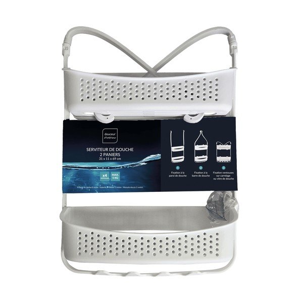 Matēti balts plastmasas piekarināms vannas istabas plaukts Vesper – douceur d'intérieur-image-4