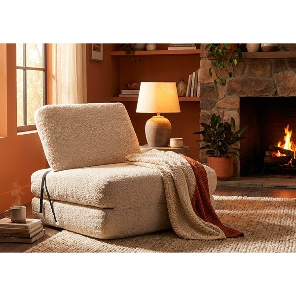 Balts izvelkams atpūtas krēsls no buklē auduma Faster – Mauro Ferretti-image-1