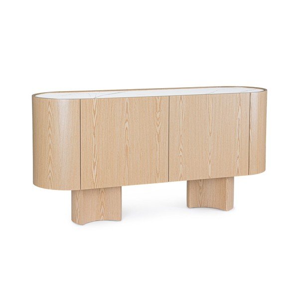 Gaiša dabīga toņa kumode ar ozolkoka imitāciju 160x80,5x45,5 cm Otilia – Bizzotto