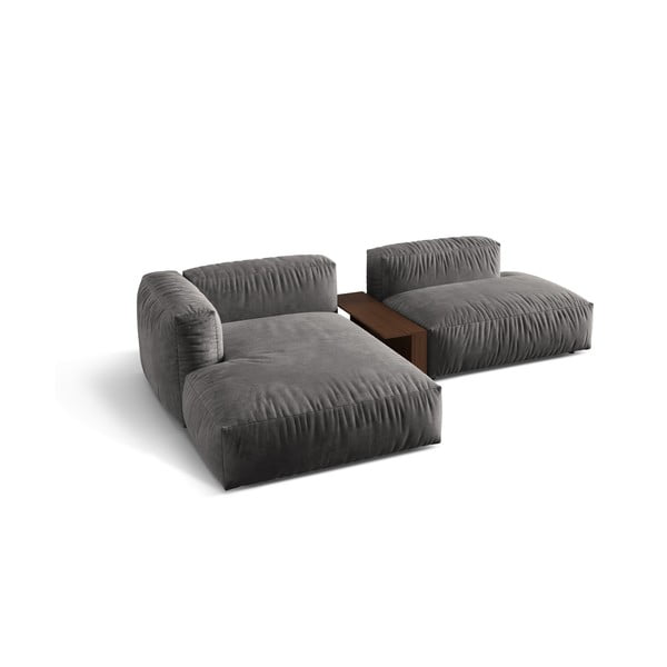 Pelēks samta modulārais stūra dīvāns (ar kreiso stūri/ar zvilni) Martina – Micadoni -image-2