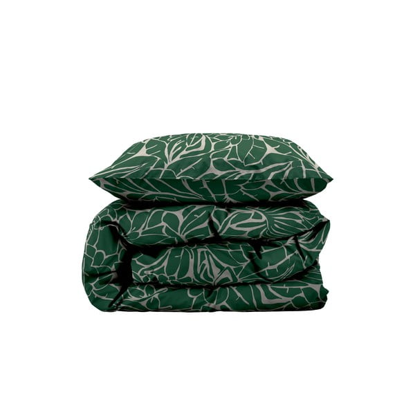 Zaļa vienguļamā damasta gultas veļa 140x220 cm Abstract leaves – Södahl