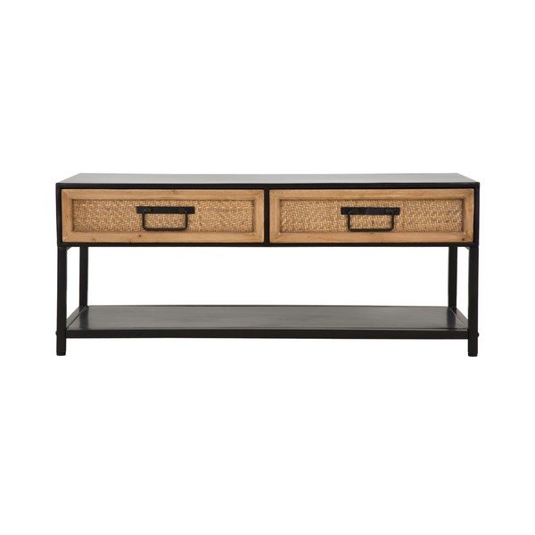 Melns/dabīga toņa metāla TV galdiņš 95x38x38 cm Hanoi – Mauro Ferretti