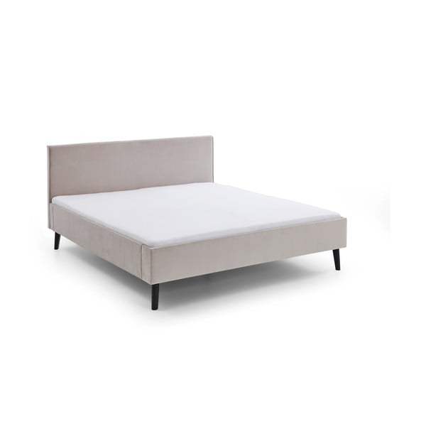 Bēša polsterēta divvietīga gulta 180x200 cm Leira – Meise Möbel
