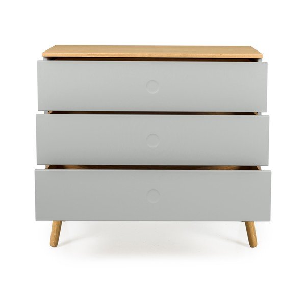 Pelēka kumode ar ozolkoka kājām Tenzo Dot, 90 x 79 cm-image-3