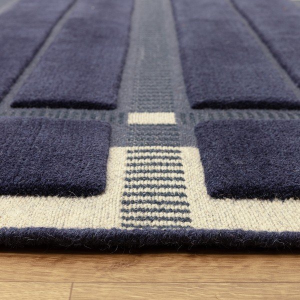 Tumši zils/bēšs ar rokām darināts vilnas paklājs 200x290 cm – Asiatic Carpets-image-3