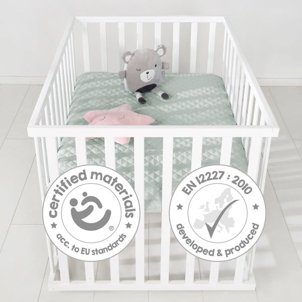 Balta bērnu sētiņa ar riteņiem 100x75 cm Style – Roba-image-4