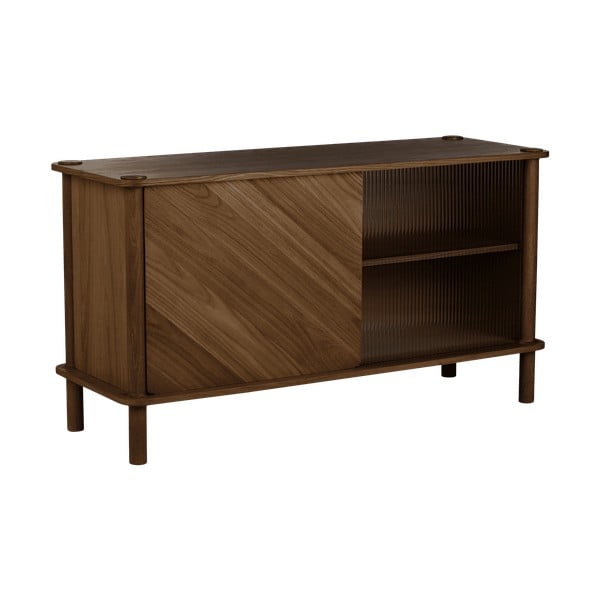 Brūna ozola masīvkoka vitrīna ar bīdāmām durvīm 135x73,5x48 cm Italic – UMAGE-image-2