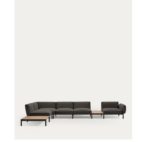 Tumši pelēks polsterēts dārza dīvāns (ar kreiso stūri) Sorells – Kave Home-image-3