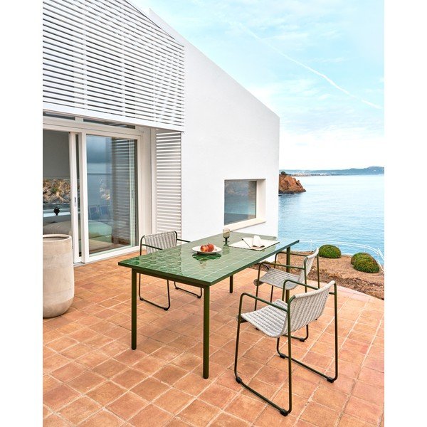 Tērauda dārza ēdamgalds 91x182 cm Maurina – Kave Home-image-1