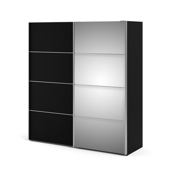 Melns drēbju skapis ar spoguli Tvilum Verona, 182 x 202 cm-image-1