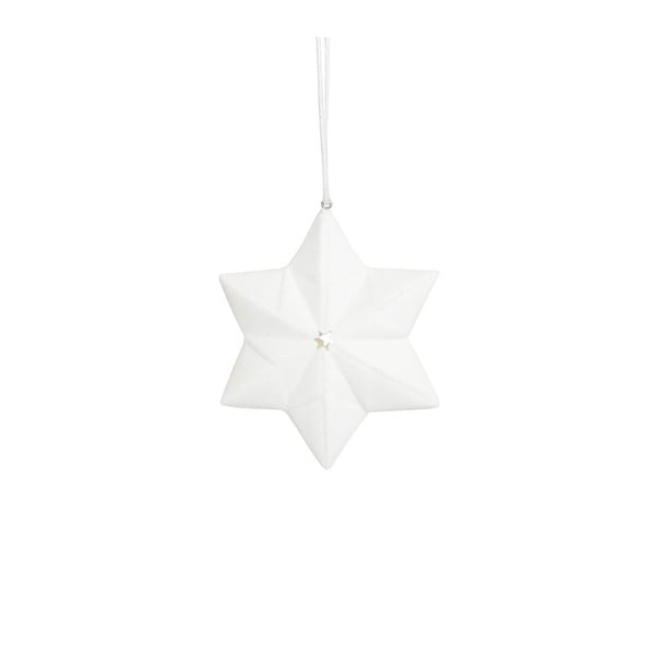Keramikas ornaments Origami zvaigzne, balta, 3 gab.