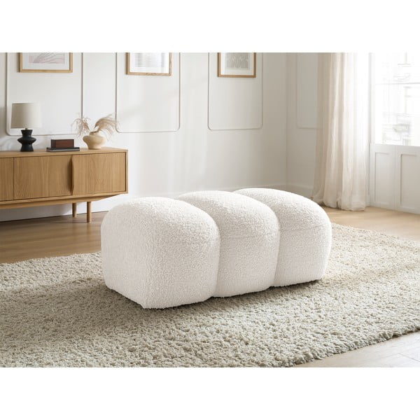 Balts kāju soliņš no buklē auduma Hippolyte – Bobochic Paris-image-1