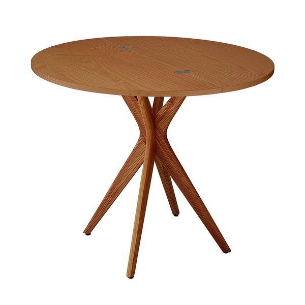 Apaļš izvelkams ēdamgalds ar oškoka imitācijas galda virsmu 45x90 cm Jubi – Ragaba-image-2