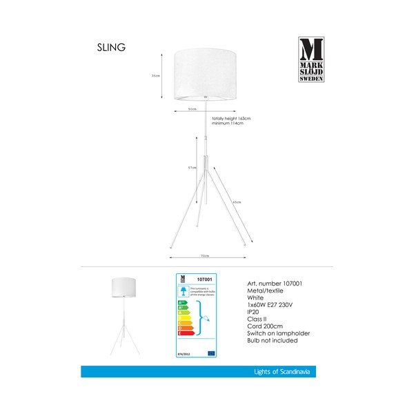 Balta stāvlampa Markslöjd Sling, ø 52 cm-image-2