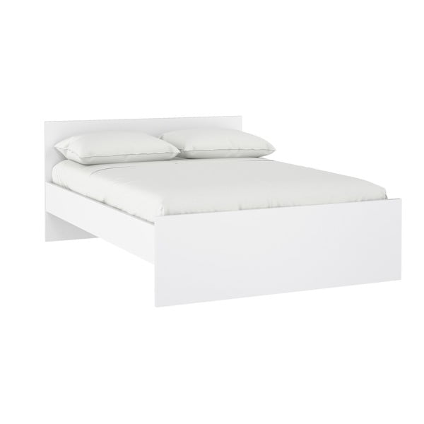 Balta divvietīga gulta no skaidu plāksnēm bez režģa 140x200 cm Naia – Tvilum