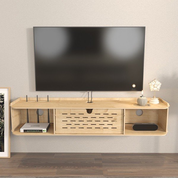 Dabīga toņa TV galdiņš ar ozolkoka imitāciju 116,5x19,5 cm Sima – Kalune Design-image-2