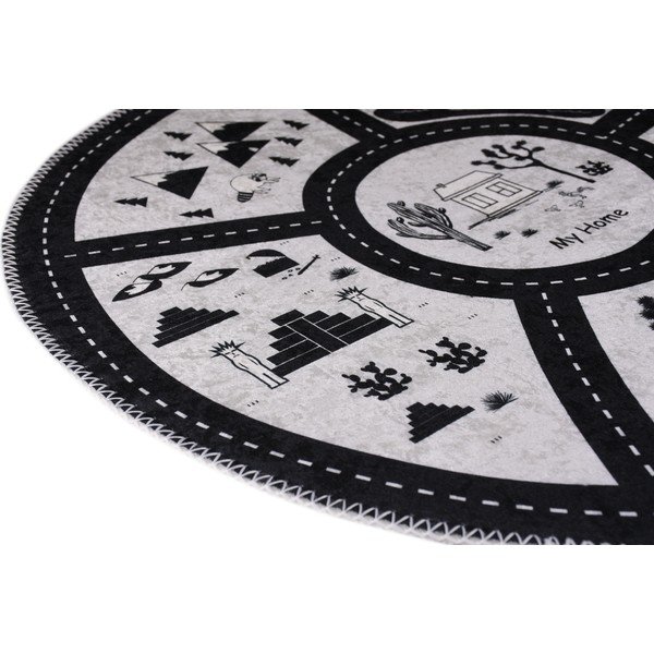 Melnbalts mazgājams bērnu rotaļu paklājs ø120 cm My Home – Vitaus-image-2