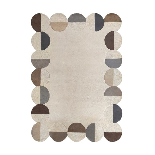Pelēkbēšs ar rokām darināts vilnas paklājs 120x170 cm Mia Scallop Frame – Flair Rugs