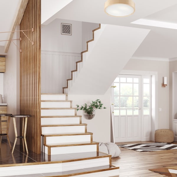 Gaiši brūna griestu lampa ar stikla abažūru ø 37 cm Eveline – LAMKUR-image-1