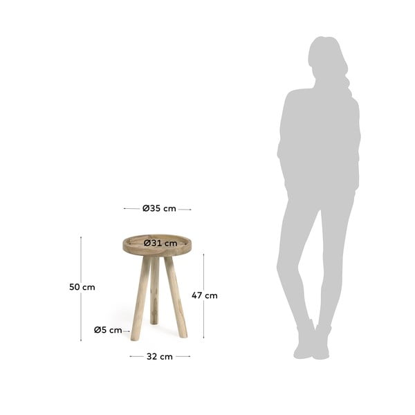 Tīkkoka masīvkoka apaļš sānu galdiņš ø 35 cm Glenda – Kave Home-image-4