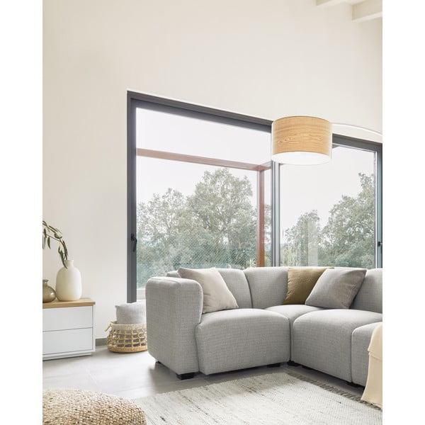 Balta/dabīga toņa stāvlampa ar koka abažūru (augstums 210 cm) Juhe Ash – Kave Home-image-3