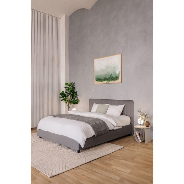 Pelēka polsterēta divvietīga gulta ar veļas kasti un redelēm 180x200 cm Myra Slim Line – Bonami Selection-image-1