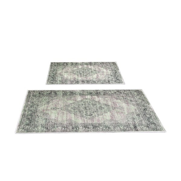 Zaļi/pelēki vannas istabas paklājiņi (2 gab.) 60x100 cm – Foutastic