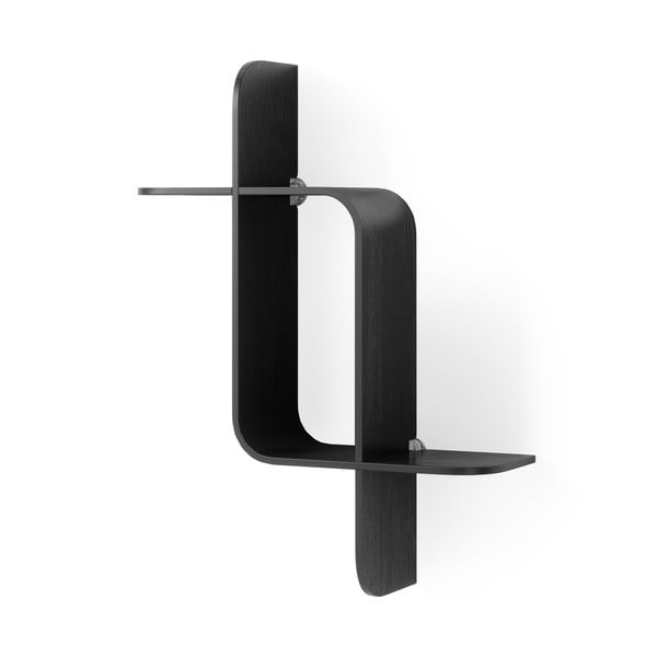 Melns daudzlīmeņu gumijkoka masīvkoka sienas plaukts 62 cm Montage – Umbra-image-3