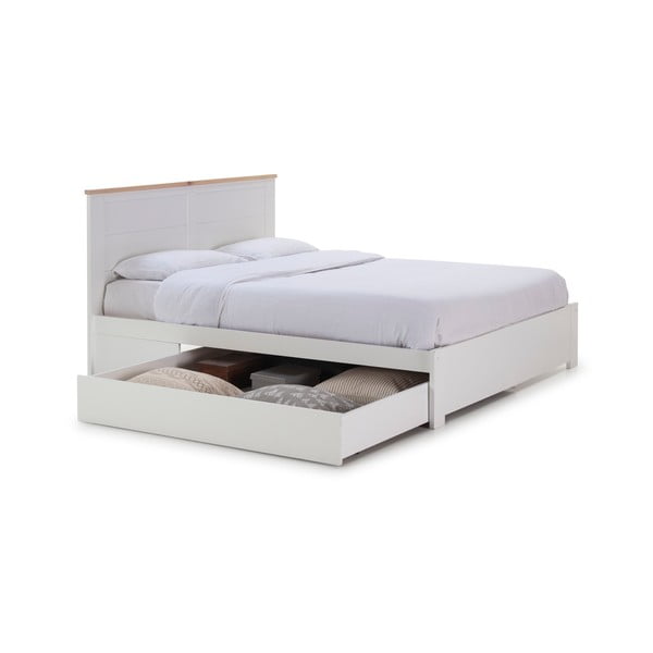 Balta divvietīga gulta ar veļas kasti 140x190 cm Gabi – Marckeric-image-4