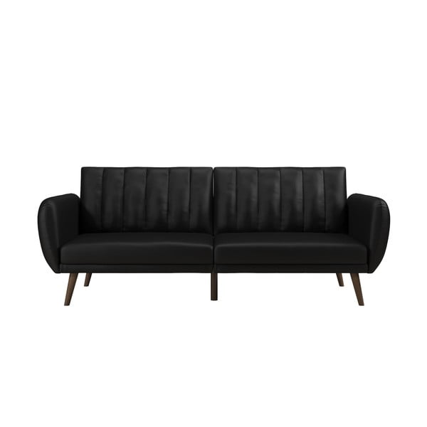 Melns ādas imitācijas dīvāns 207 cm Brittany – Novogratz