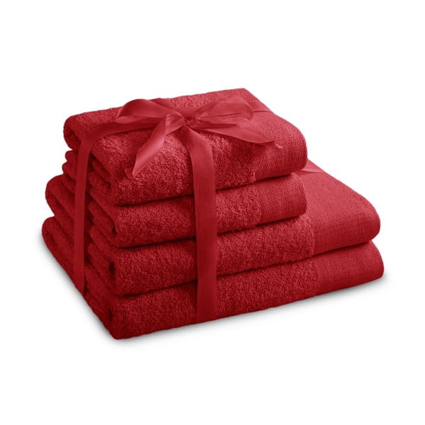 Sarkani frotē kokvilnas dvieļi komplektā (4 gab.) Amari – Restilo