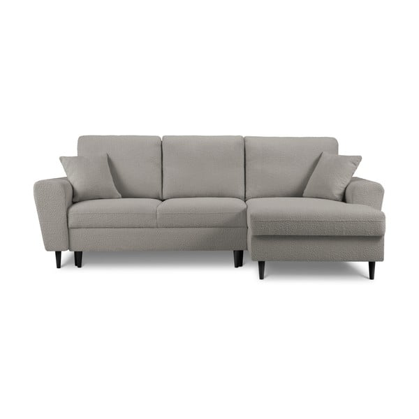 Gaiši pelēks salokāms stūra dīvāns ar uzglabāšanas vietu no buklē auduma (ar labo stūri/ar zvilni) Kyoto – Cosmopolitan Design