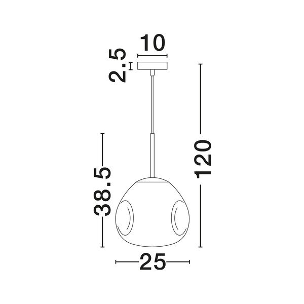 Spīdīgas sudraba krāsas stikla piekaramā lampa ø 25 cm Lava – Nova Luce-image-3