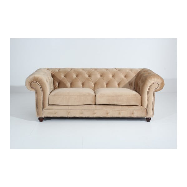 Gaiši bēšs Max Winzer Orleans Velvet dīvāns, 216 cm