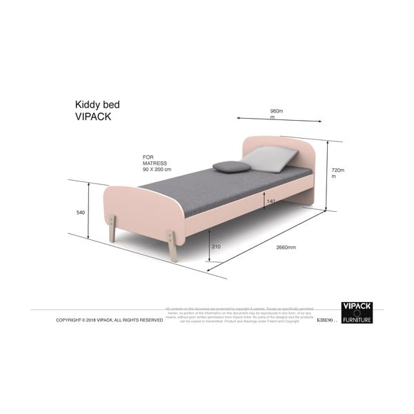 Vipack Kiddy Menthol gultiņa, 200 x 90 cm-image-1