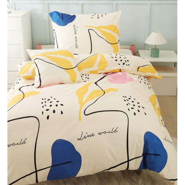 Dzeltena vienvietīga gultas veļa no mikrosatīna 140x200 cm Sophia – My House-image-4