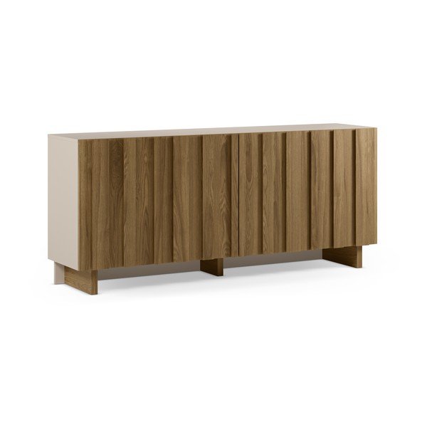 Krēmkrāsas/dabīga toņa priedes masīvkoka kumode 180x78x43 cm Marlo – Marckeric