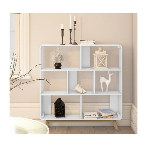 Balts grāmatplaukts 122x126 cm Caitlin – Støraa-image-3